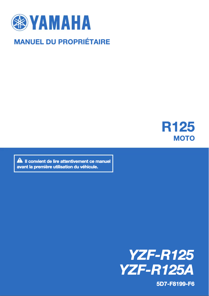 Page 1 de la notice Manuel utilisateur Yamaha YZF-R125 (2016)