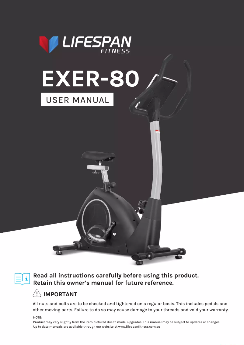 Página 1 del manual Manual de usuario LifeSpan EXER-80