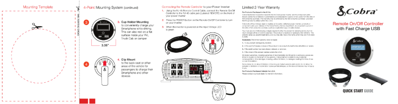 Page 1 de la notice Guide de démarrage rapide Cobra Remote On/Off Controller