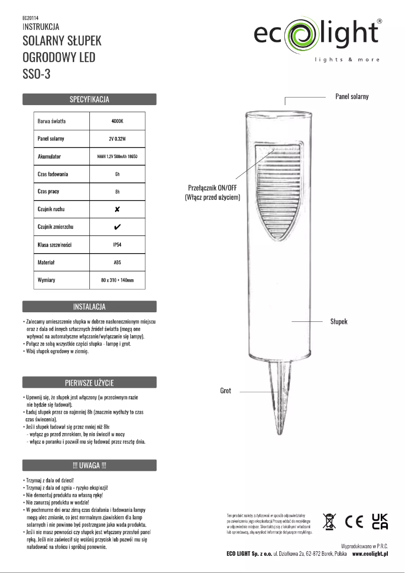 Image de la première page du manuel de l'appareil SSO-3