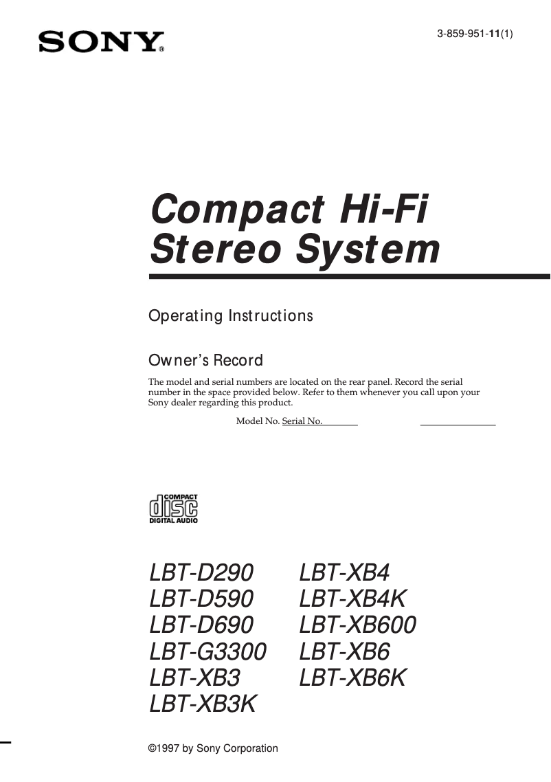 Page 1 de la notice Manuel utilisateur Sony LBT-XB3K