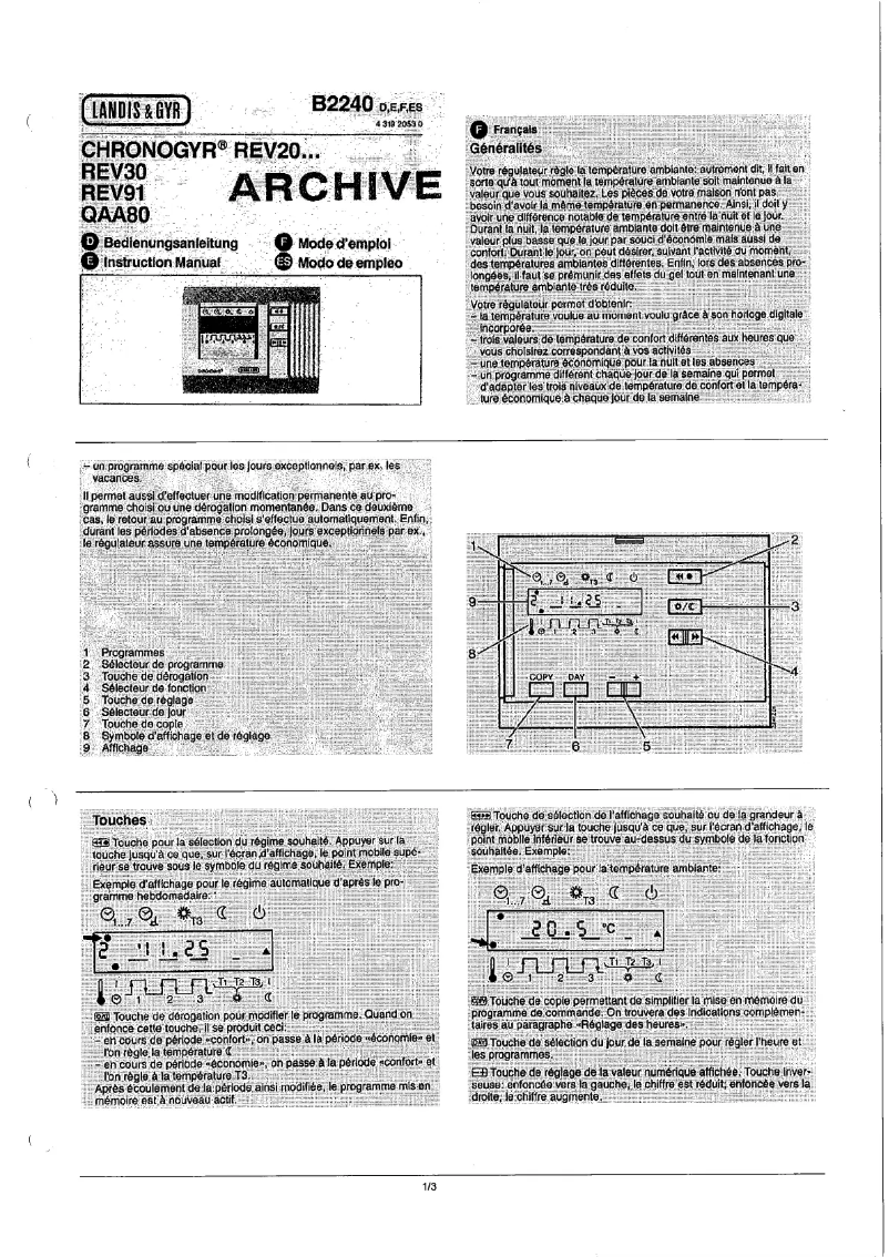 Image de la première page du manuel de l'appareil REV30