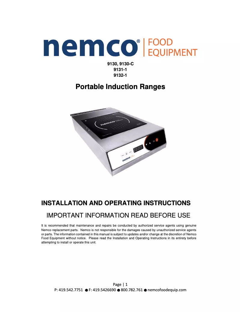 Page 1 de la notice Manuel utilisateur Nemco 9131A-1