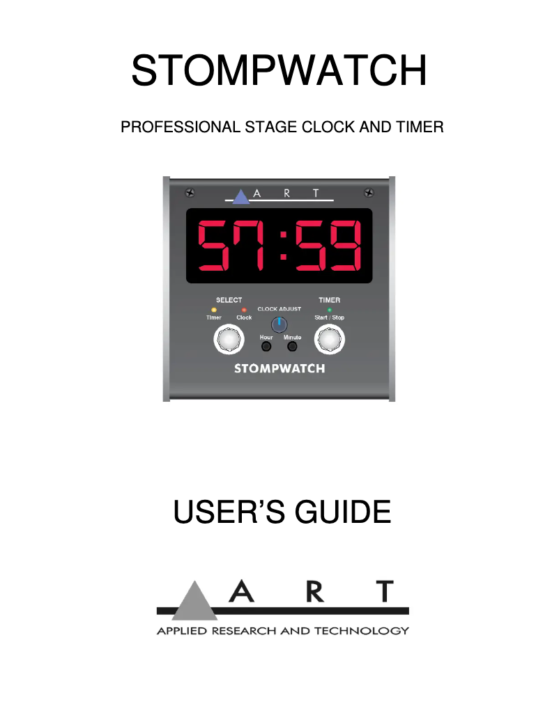 Page n°1 - Manuel utilisateur ART STOMPWATCH