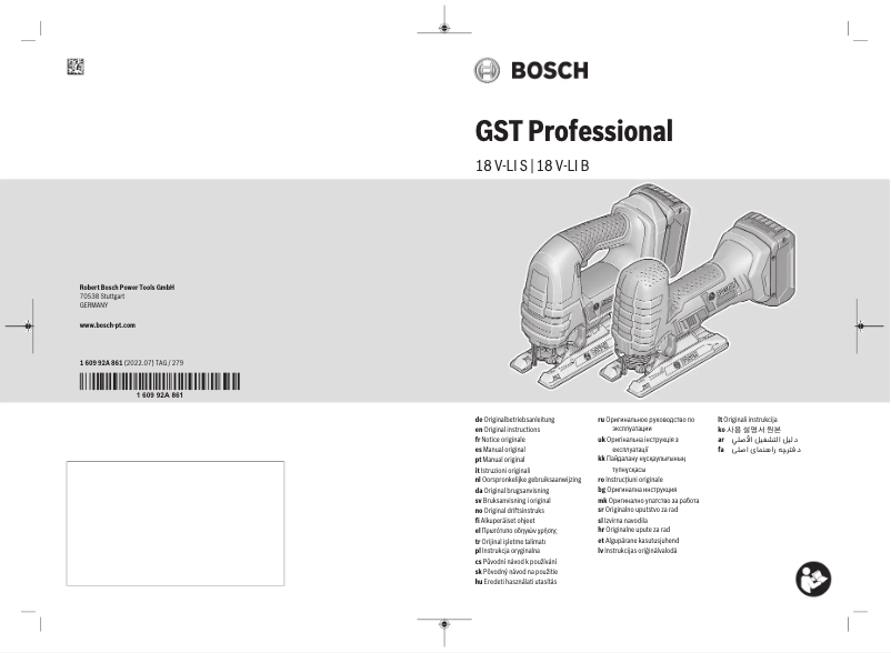 Page 1 of the manual User Manual Bosch GST 18 V-LI B Professional