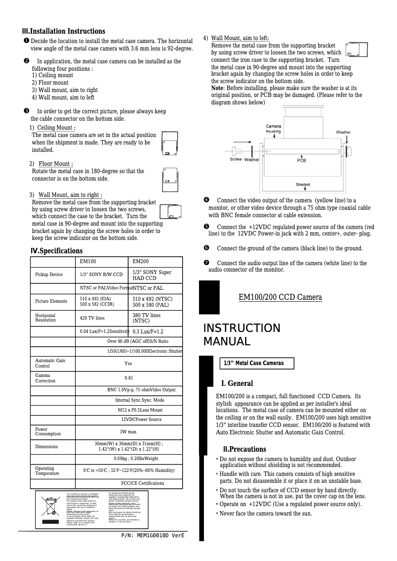 Page n°1 - Manuel utilisateur EverFocus EM200