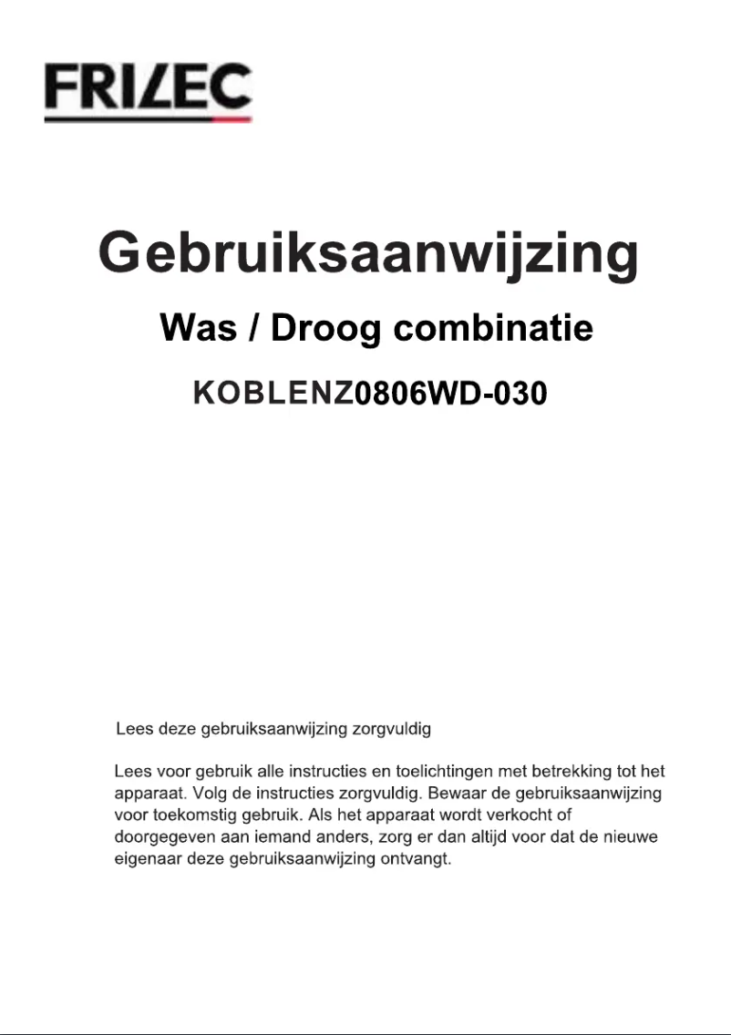 Image de la première page du manuel de l'appareil KOBLENZ0806WD-030