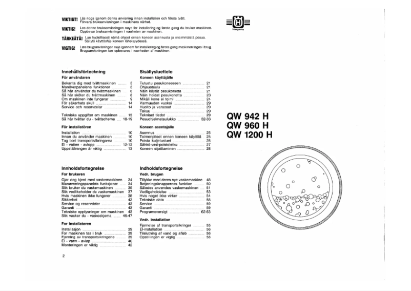 Page n°1 - Manuel utilisateur Husqvarna QW960H