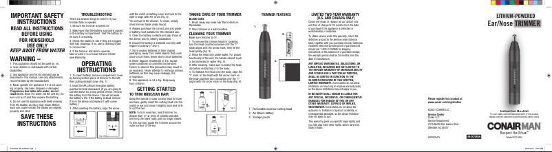 Page 1 de la notice Manuel utilisateur Conair PG1000L