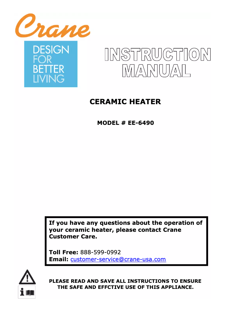 Page n°1 - Manuel utilisateur Crane EE-6490