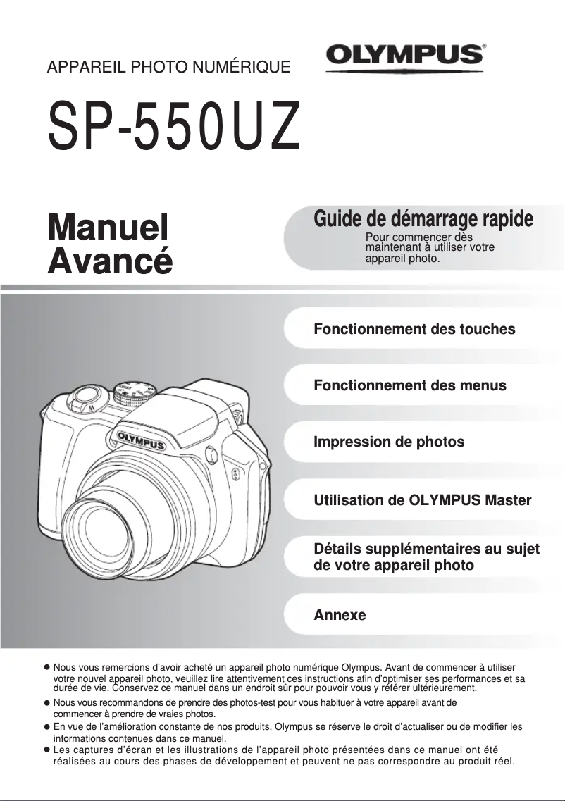 Image de la première page du manuel de l'appareil SP-550UZ