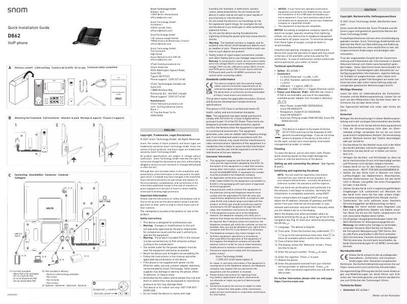 Image de la première page du manuel de l'appareil D862