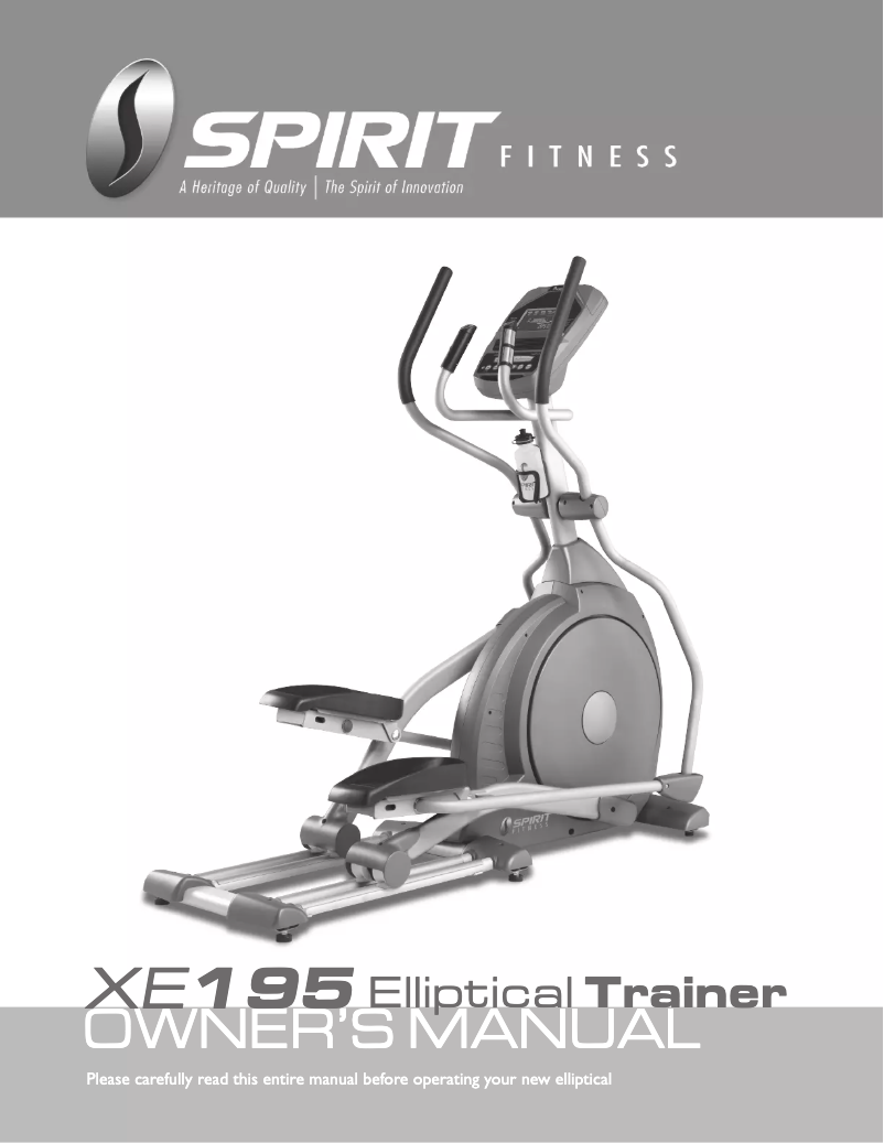 Page 1 de la notice Manuel utilisateur Spirit XE195 Elliptical Trainer
