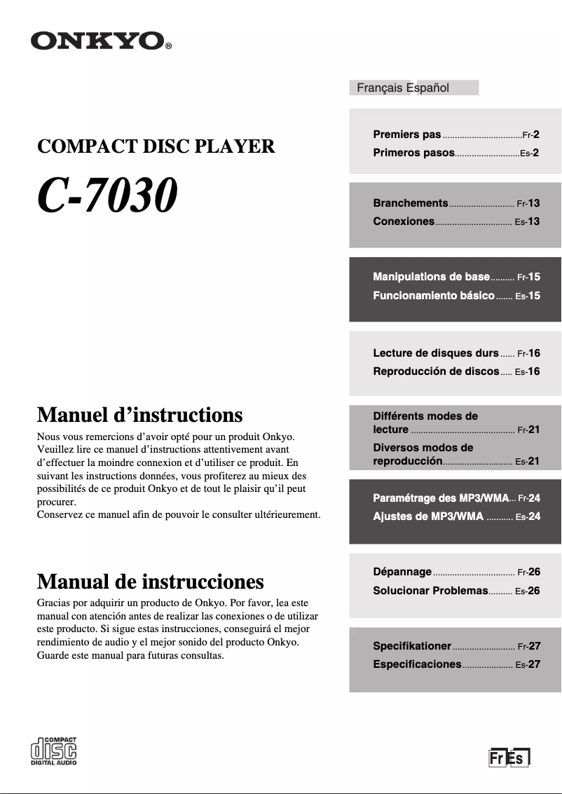 Image de la première page du manuel de l'appareil C-7030