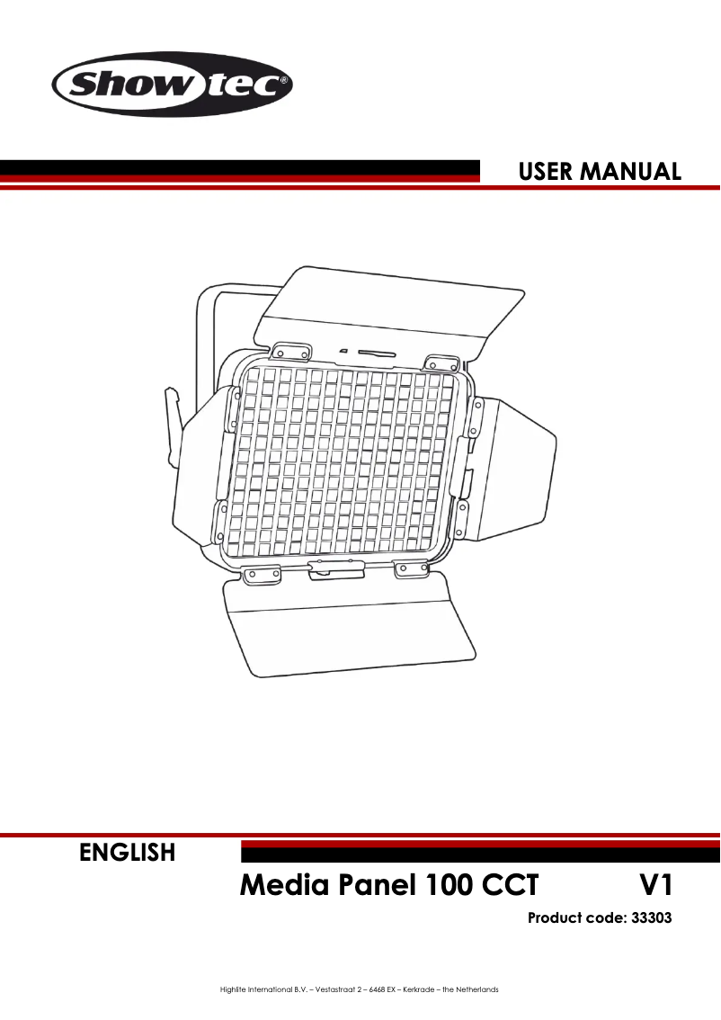 Page 1 de la notice Manuel utilisateur Showtec Media Panel 100 CCT