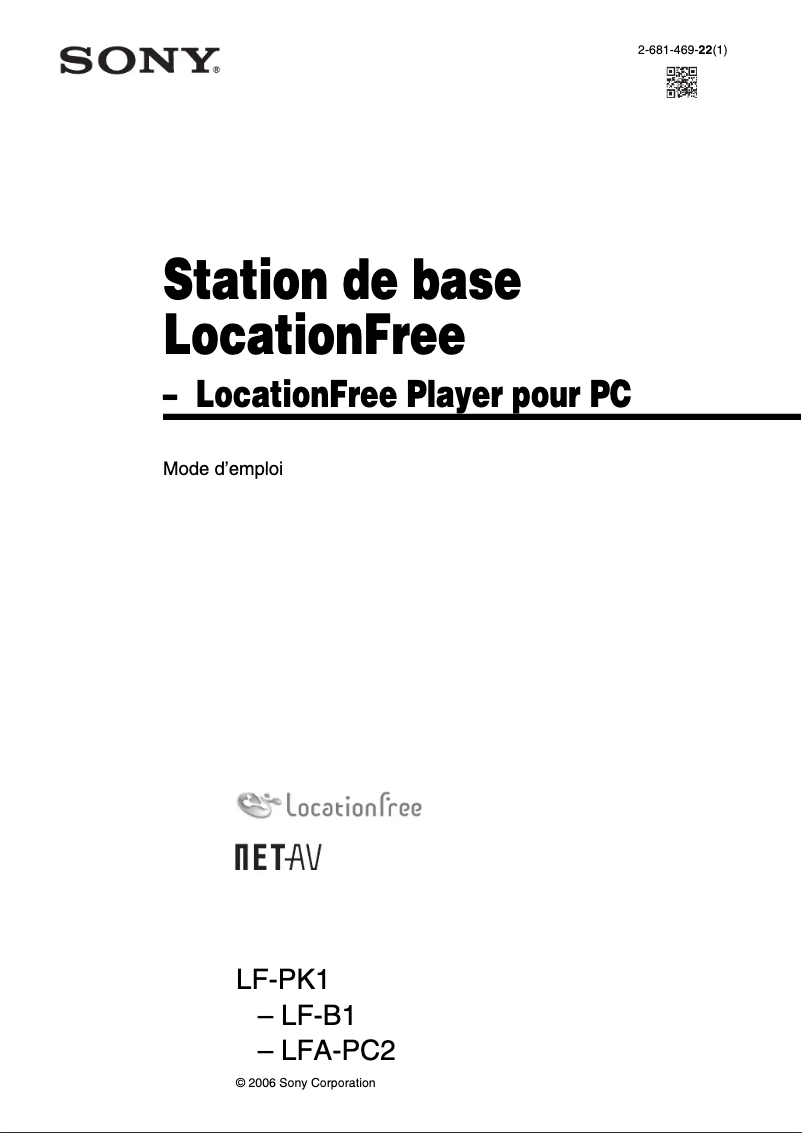 Page 1 de la notice Manuel utilisateur Sony LF-PK1