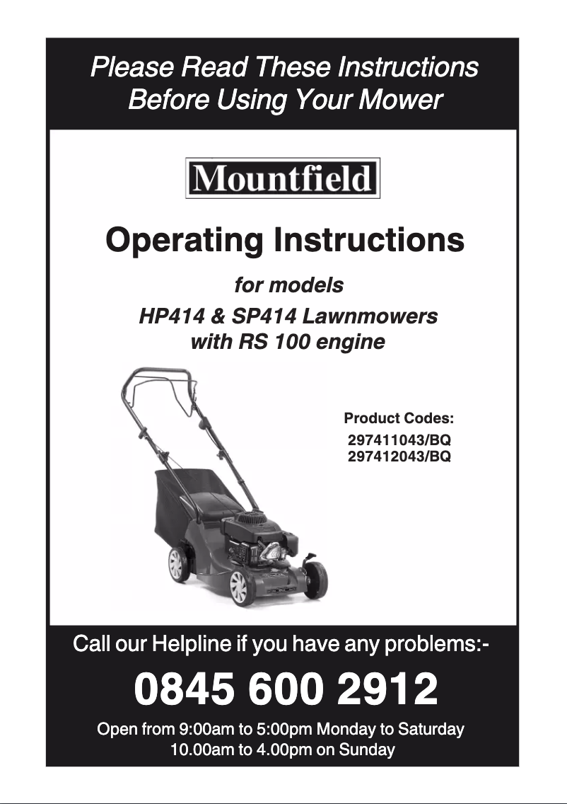 Page 1 de la notice Manuel utilisateur Mountfield HP414