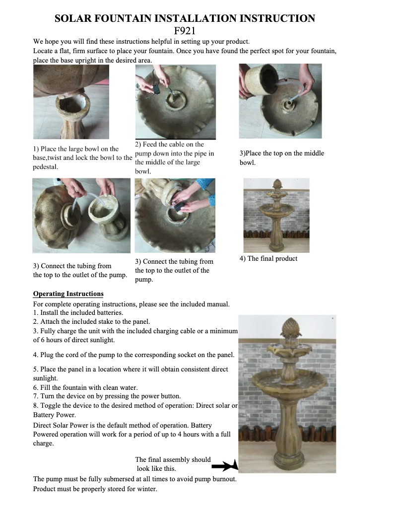 Página 1 del manual Manual de usuario Sunnydaze Decor F921