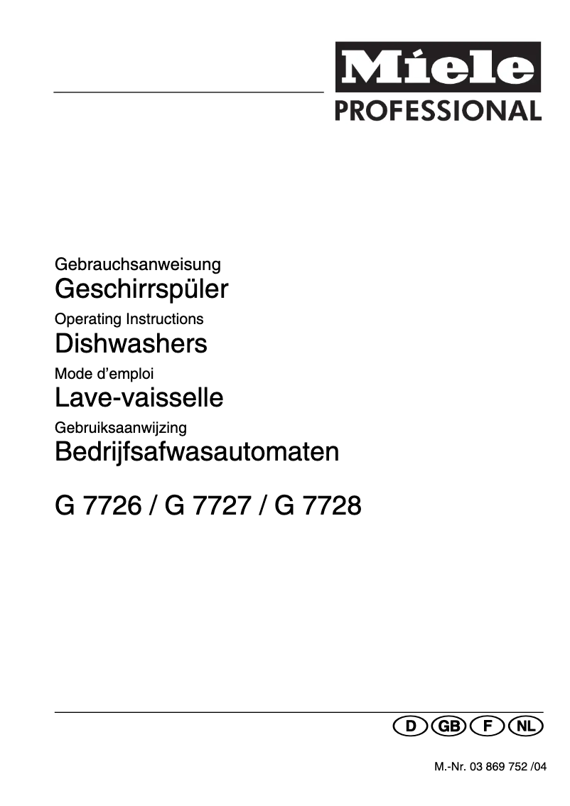 Image de la première page du manuel de l'appareil G 7727