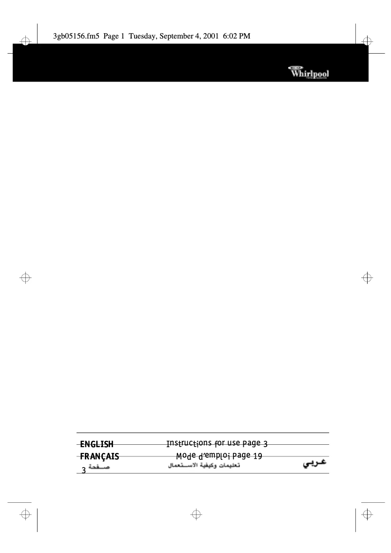 Page 1 de la notice Manuel utilisateur Whirlpool AWM 5060