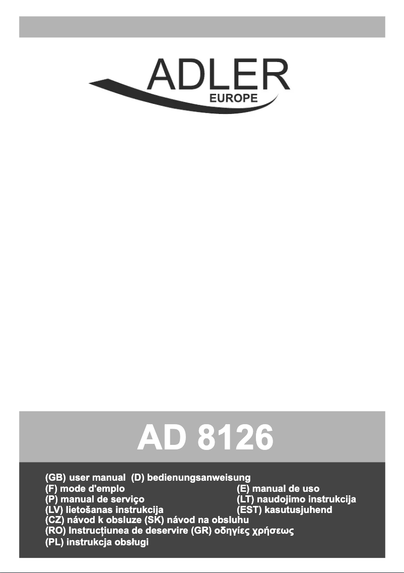 Page 1 de la notice Manuel utilisateur Adler AD 8126