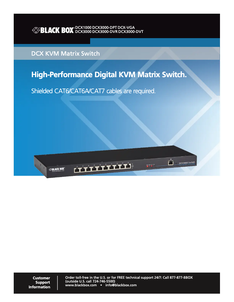 Page 1 de la notice Manuel utilisateur Black Box DCX1000