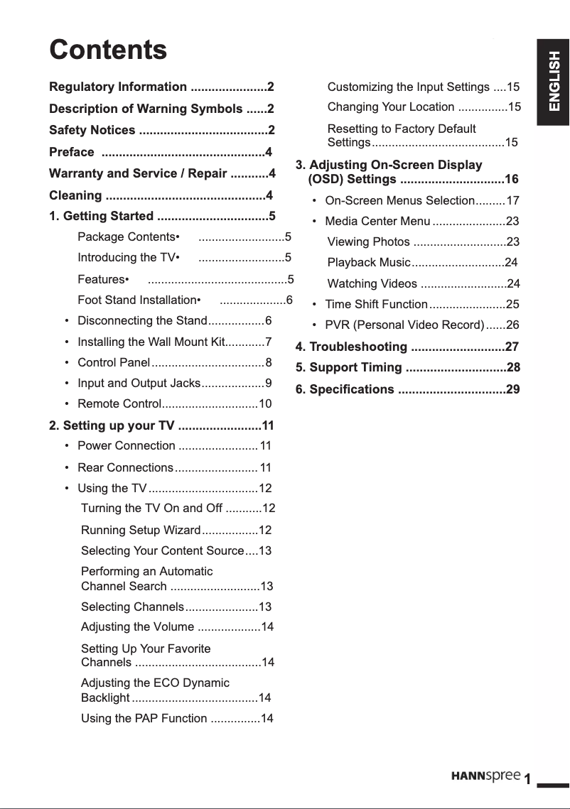Page 1 de la notice Manuel utilisateur Hannspree SL24DMBB