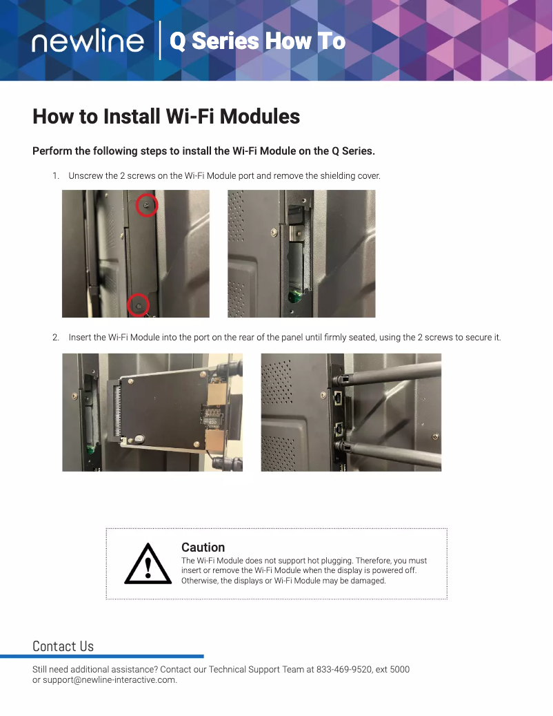 Page n°1 - Guide d'installation Newline TT-7521Q