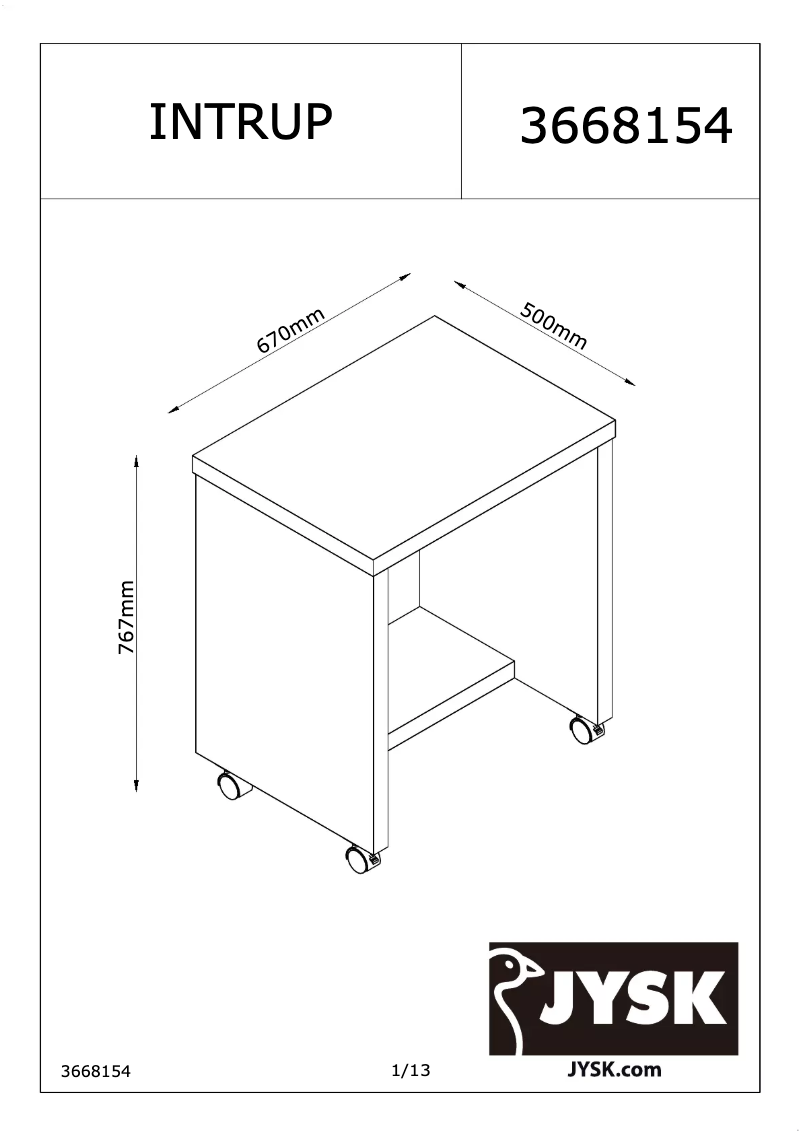 Page n°1 - Manuel utilisateur JYSK Intrup (67x77x50)