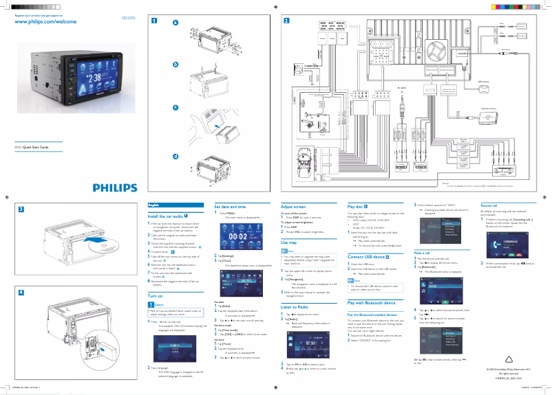 Page 1 de la notice Guide de démarrage rapide Philips CID3292