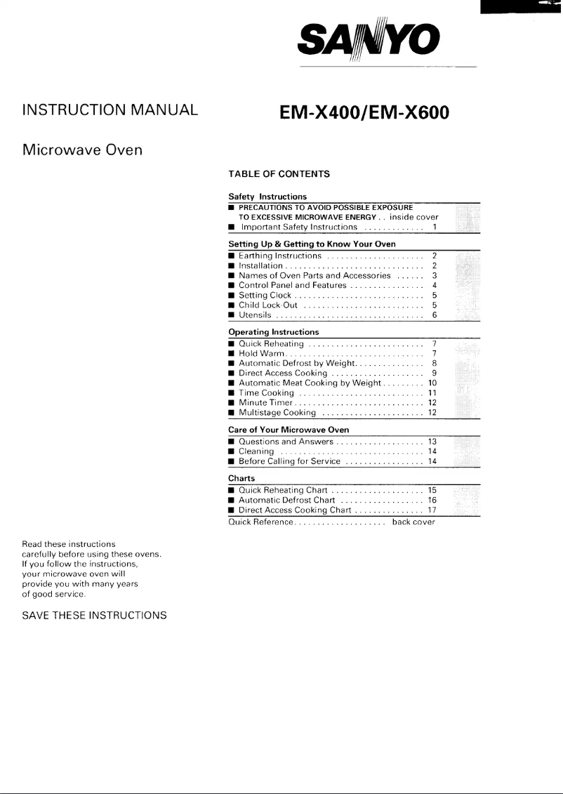 Page 1 de la notice Manuel utilisateur Sanyo EM-X400