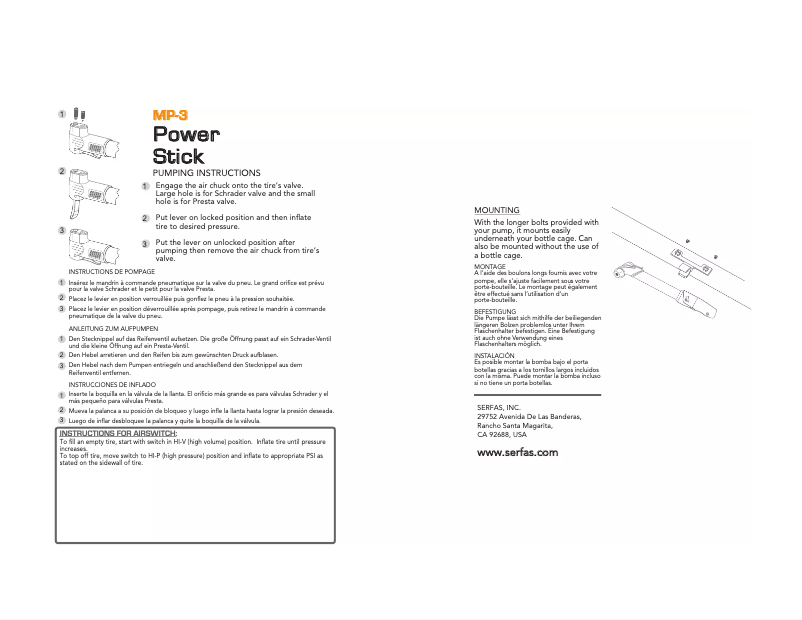 Página 1 del manual Manual de usuario Serfas MP-3