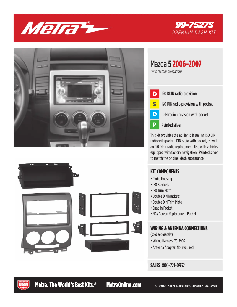 Page n°1 - Fiche technique Metra 99-7527S