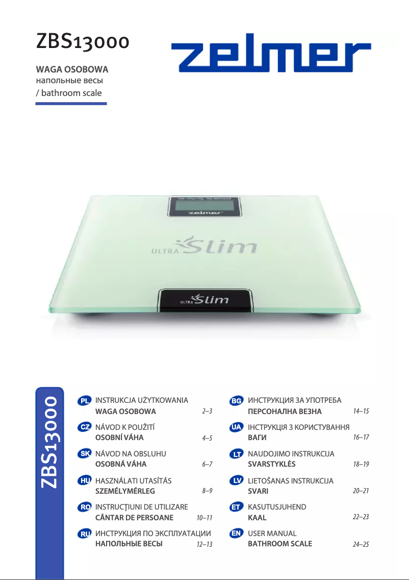 Page 1 of the manual User Manual Zelmer ZBS13000