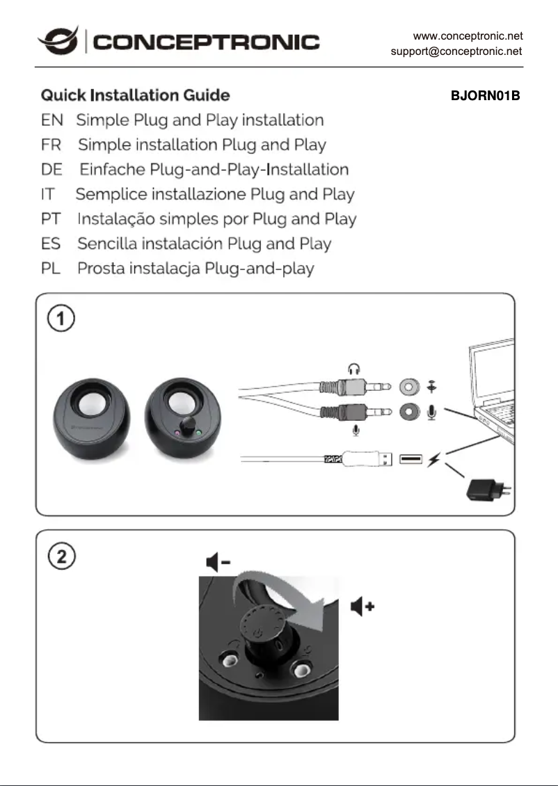 Page 1 de la notice Manuel utilisateur Conceptronic BJORN01B