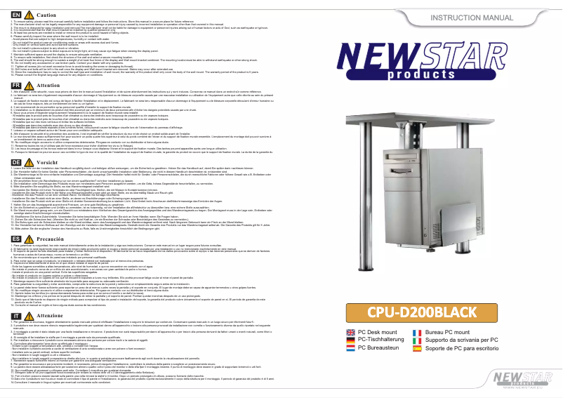 Page 1 de la notice Manuel utilisateur Newstar CPU-D200