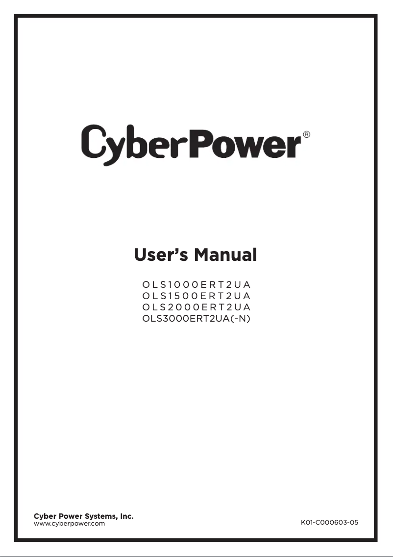 Image de la première page du manuel de l'appareil OLS3000ERT2UA