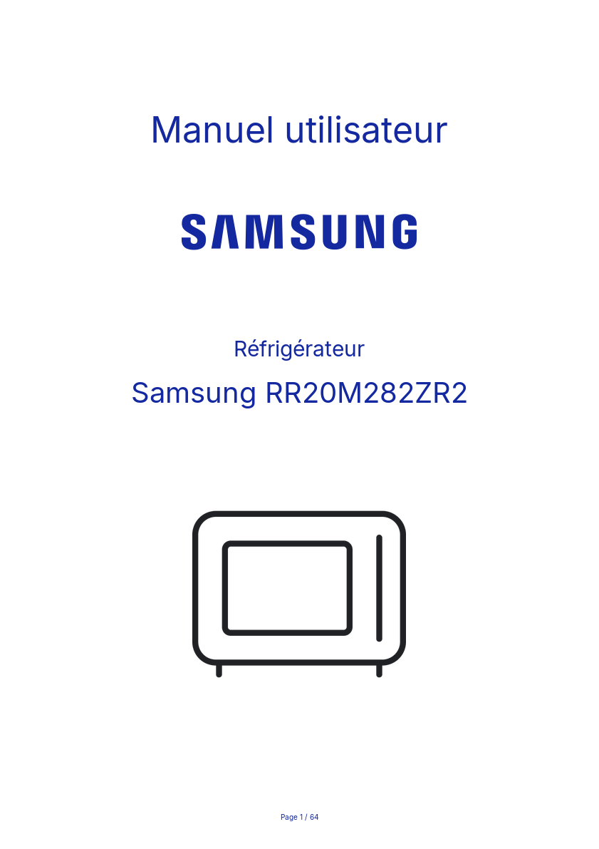 Page n°1 - Manuel utilisateur Samsung RR20M282ZR2