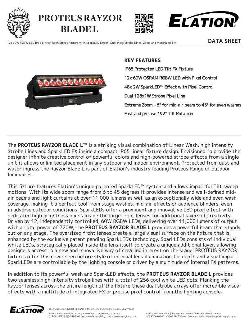 Image de la première page du manuel de l'appareil Proteus Rayzor Blade L