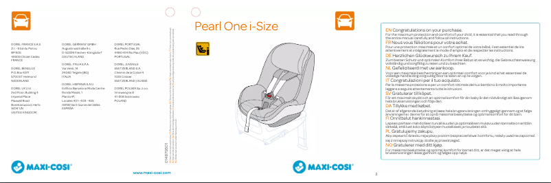 Page 1 de la notice Manuel utilisateur Maxi-Cosi Pearl One i-Size