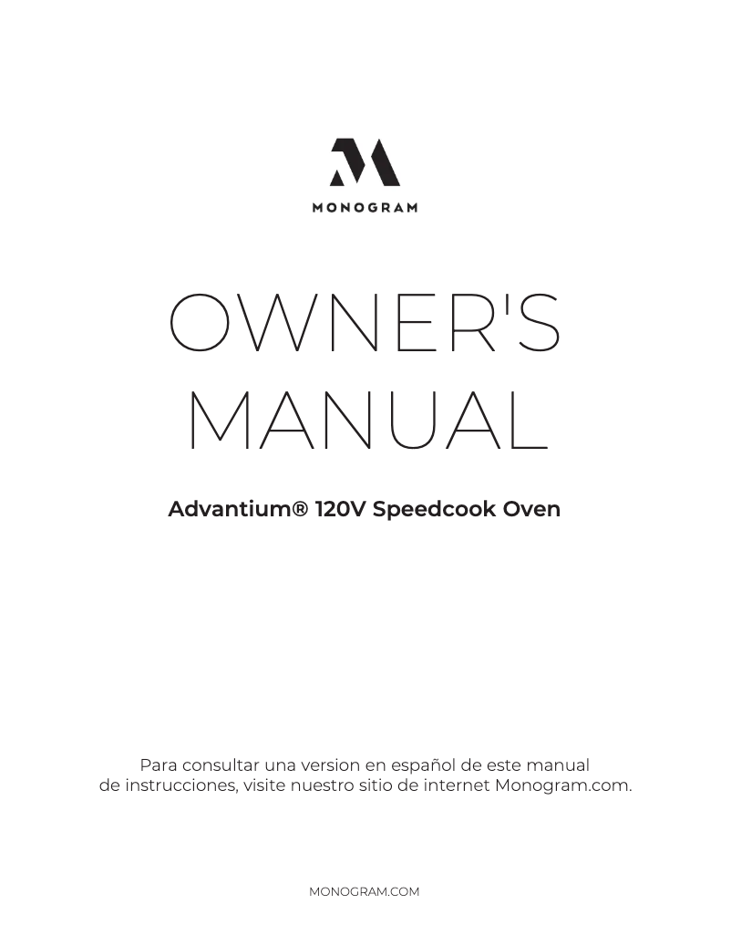 Page n°1 - Manuel d'utilisation et d'entretien Monogram ZSA1202PSS