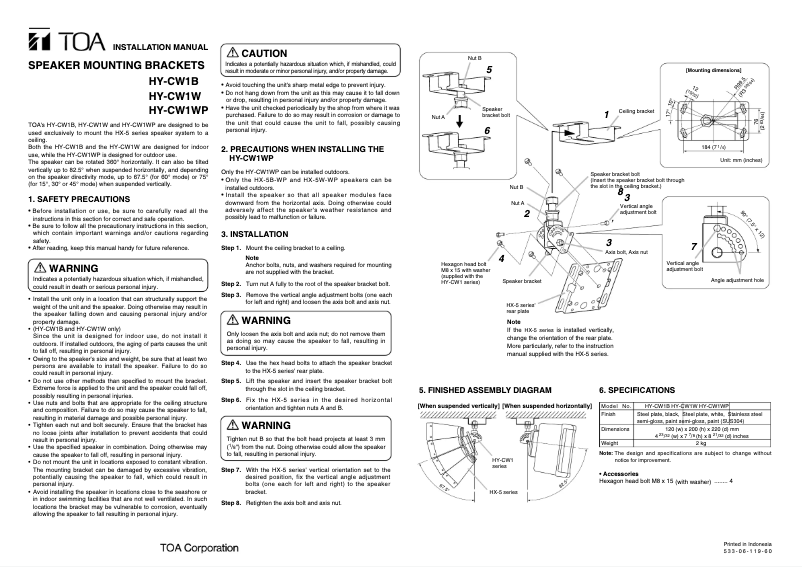 Imagen de la primera página del manual del dispositivo HY-CW1B