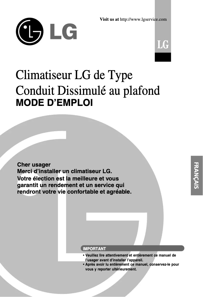 Page n°1 - Manuel utilisateur LG TBNH306GSS0