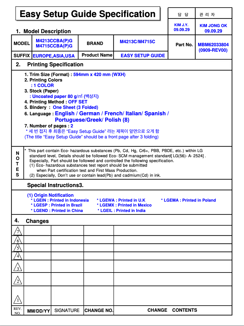 Page n°1 - Manuel utilisateur LG M4213C