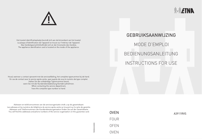 Image de la première page du manuel de l'appareil A3911RVS