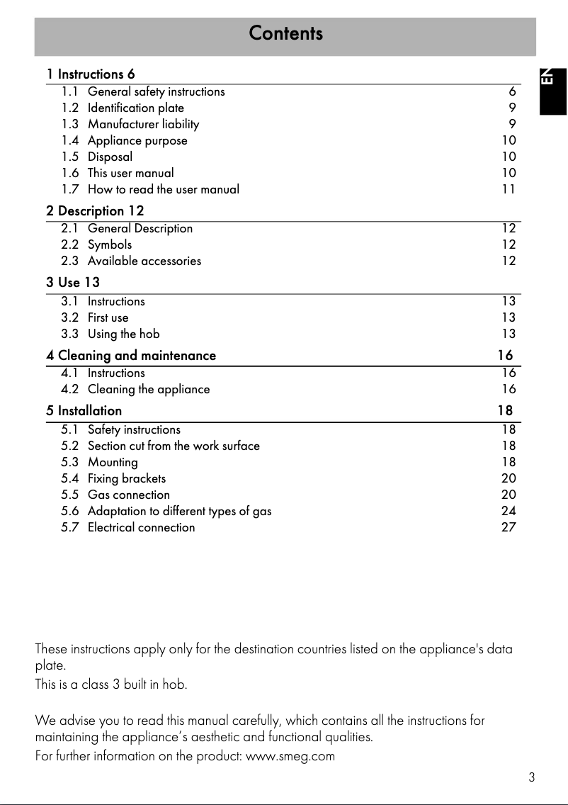 Page 1 de la notice Manuel utilisateur Smeg PC32GNO