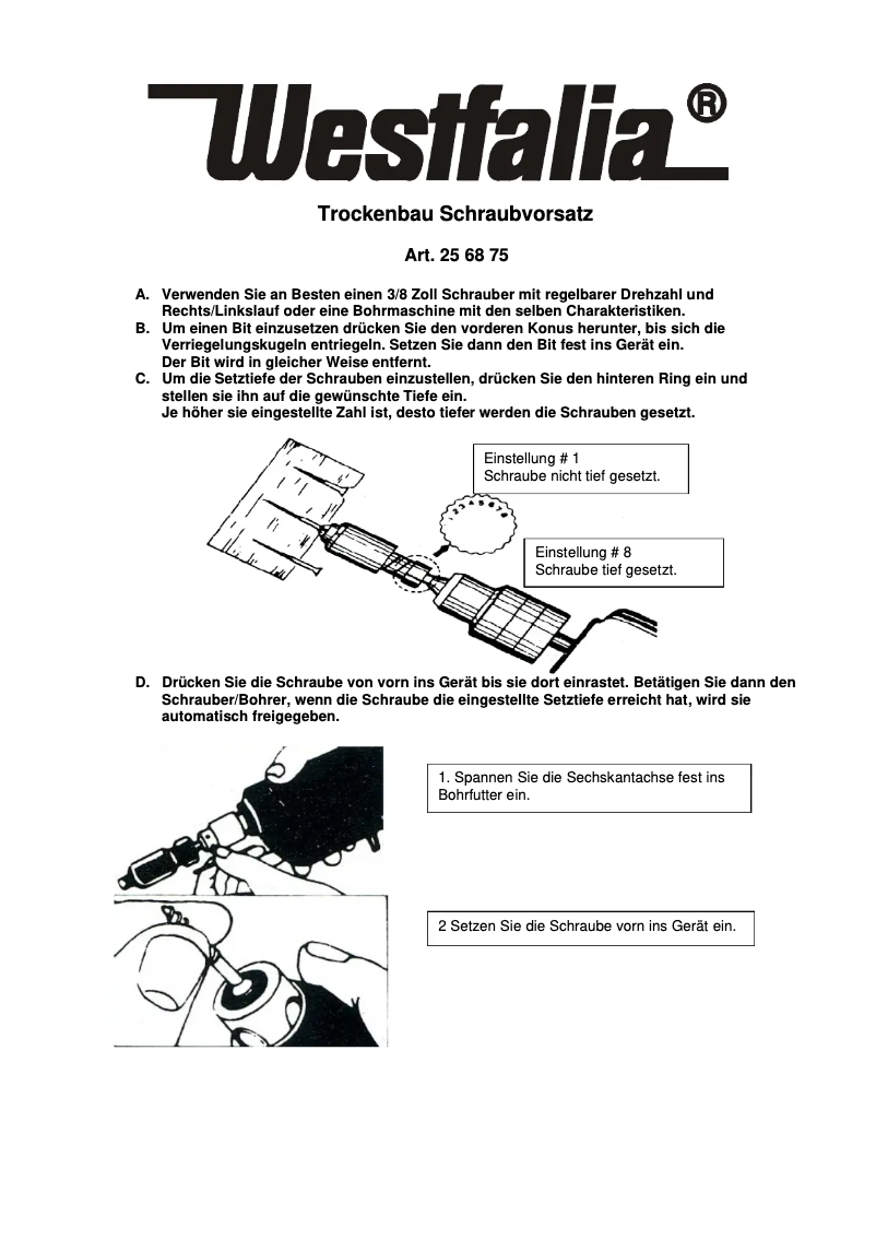 Page 1 de la notice Manuel utilisateur Westfalia 256875