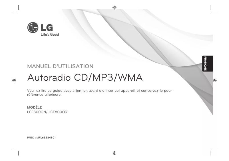 Page 1 de la notice Manuel utilisateur LG LCF800OR