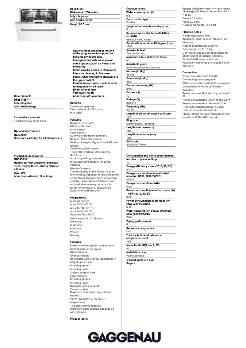 Image de la première page du manuel de l'appareil DF261165F