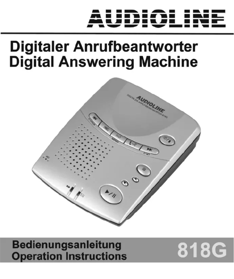 Page 1 de la notice Manuel utilisateur Audioline AB 818 G